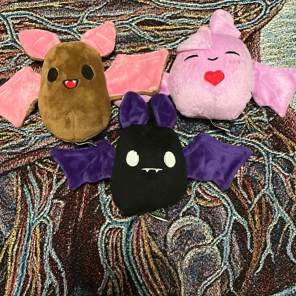 Creepy kawaii bat plushies lot of 3